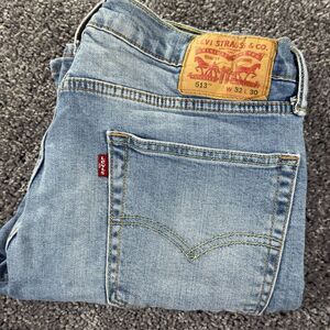 Levi's Jeans Men's 32x30 Blue 513 Slim Fit Straight Cut Stretch Denim Light Wash